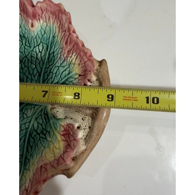 Antique 19th C. Victorian Majolica Leaf Dishes - Set of 3 For Sale - Image 11 of 12