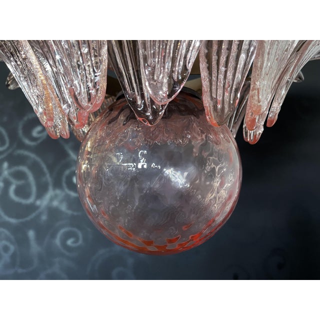 Palms Ceiling Light Chandelier, 4 Levels - 163 Pink Glasses For Sale - Image 11 of 12