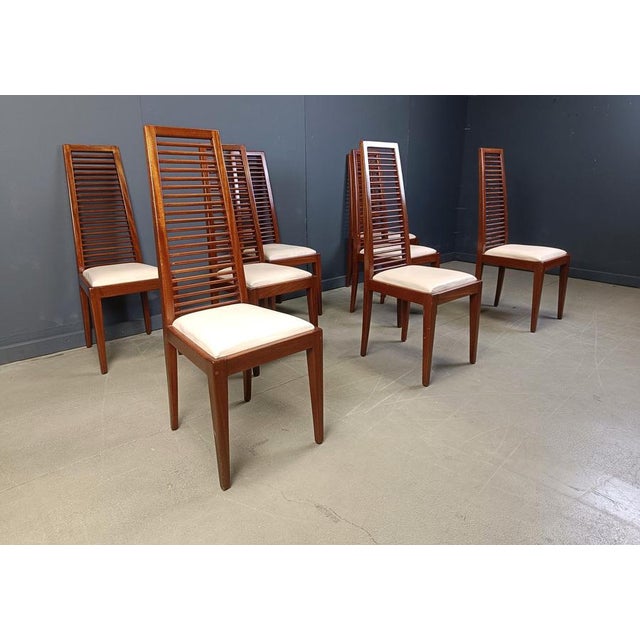 White Italian High Back Dining Chairs, 1980s, Set of 8 For Sale - Image 8 of 13