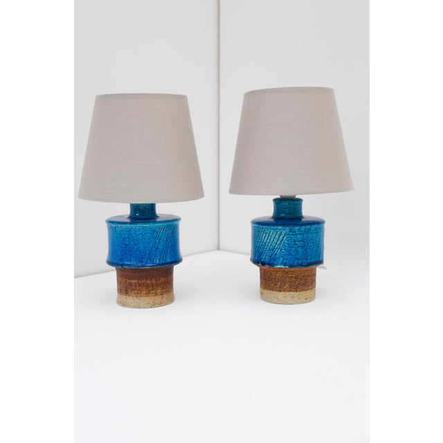 Pair of Rare Vintage Rörstrand Ceramic Table Lamps by Inger Persson, Sweden A striking pair of rare, handmade vintage...
