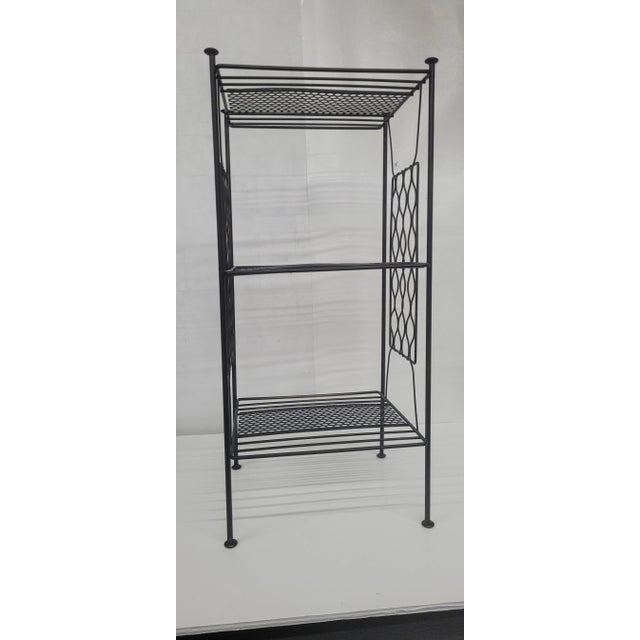 Metal 1960s Mid Century Modern Accent Table Mesh Metal Atomic 2 Shelf Stand For Sale - Image 7 of 8