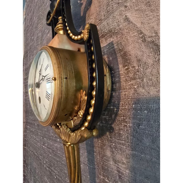 Metal Antique French Empire Gilt Bronze Ormolu Wall Clock For Sale - Image 7 of 17