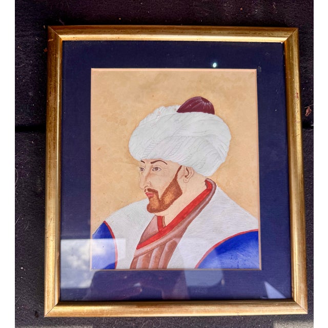 Mid-Century Turkish / Ottoman Style Portrait Miniature in Gilt Frame, Signed Nadide Kilic Charming mid-20th century...
