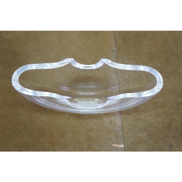 Transparent Steuben Equinox Neil Cohen Half Moon Notched Art Glass Bowl 10" For Sale - Image 8 of 16
