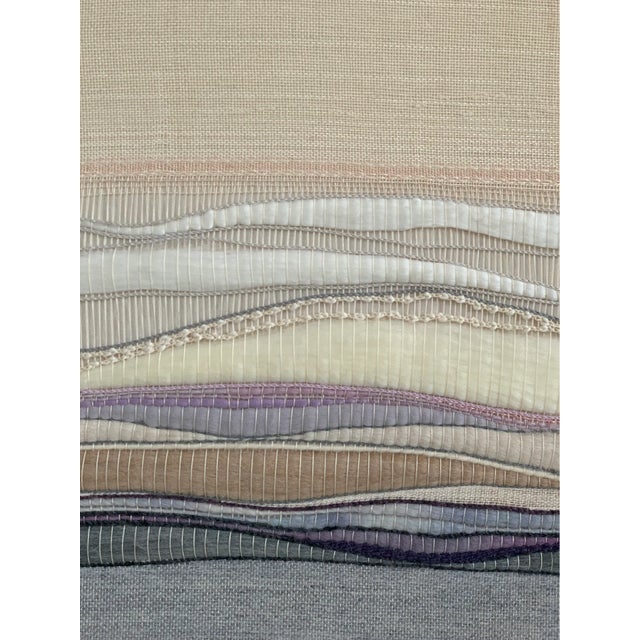 Modern vintage abstract landscape fiber art by renowned textile artist, Pamela Twycross-Reed. Cotton, wool and rayon...