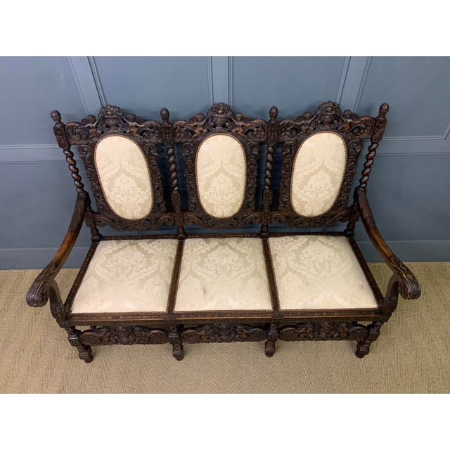 Brown Antique Carolean Style Walnut Bench, 1880 For Sale - Image 8 of 14