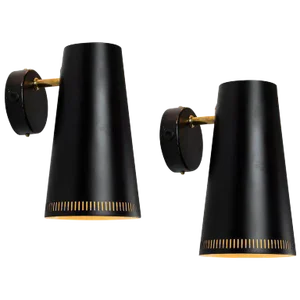 Large Paavo Tynell Black Wall Lights for Taito Oy - a Pair