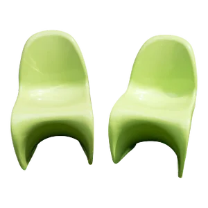 Panton Classic Chairs in Lime Green - A Pair