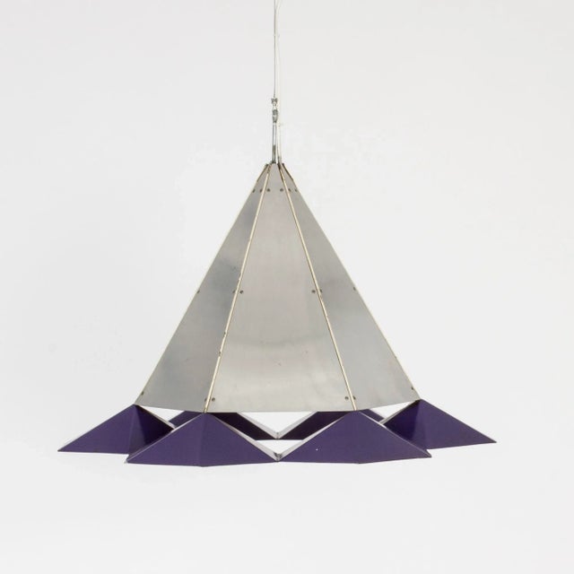 Blue Metal Pendant Lamp, 1960s For Sale - Image 8 of 8