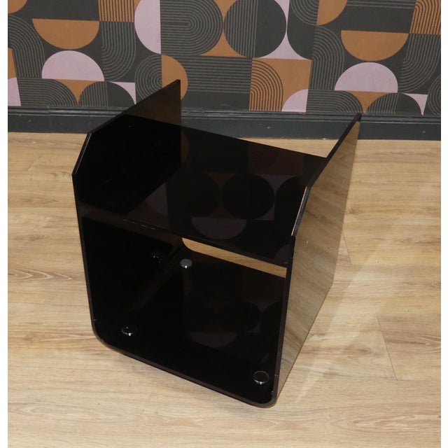 Bedside Tables in Black Acrylic Glass, 1970s, Set of 2 For Sale - Image 13 of 18