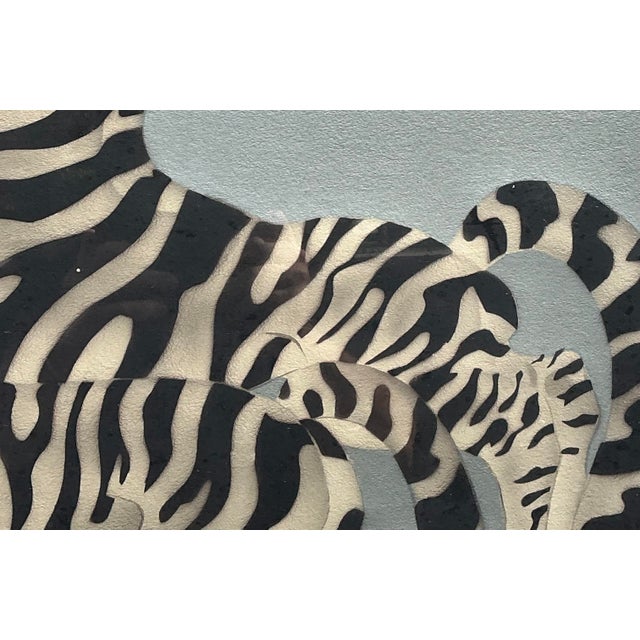 Charcoal Vintage MCM Original Zebra Print For Sale - Image 8 of 9