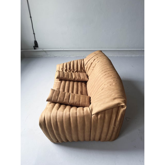 Camel Leather 3-Seater Sofa attributed to Annie Hieronimus for Cinna Line Rose, 1973 For Sale - Image 12 of 14