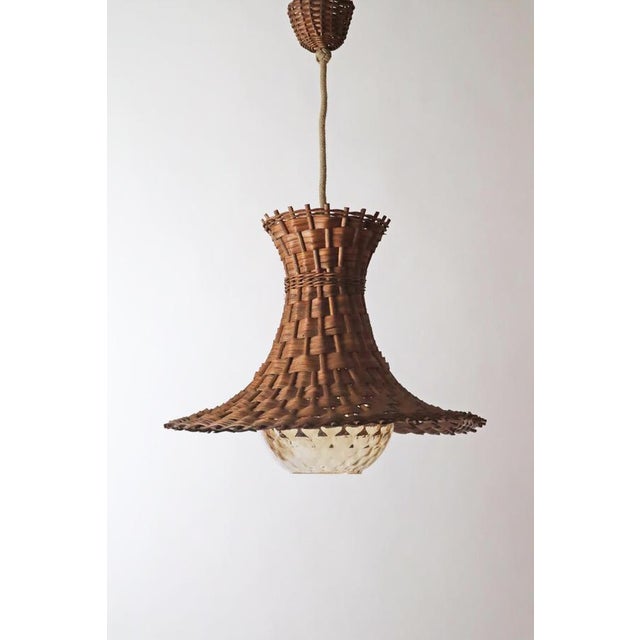 Gold Modern Mid-Century Tulip Lamp in Woven Wood and Willow from Peill & Putzler, 1960s For Sale - Image 8 of 18