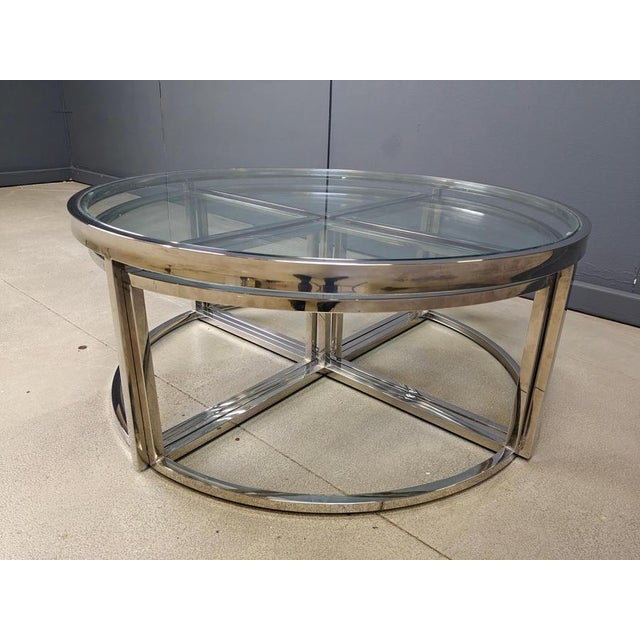 Chromed Coffee Table with Nesting Tables, 1970s, Set of 5 For Sale - Image 6 of 12