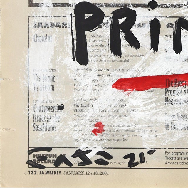 Speak Primitive - Original Avant-Garde Text Artwork on Newspaper by Gary John For Sale In Los Angeles - Image 6 of 6