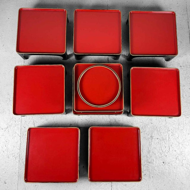 Wood Taishō Period Urushi Lacquerware Serving Tables, Japan, 1920s, Set of 12 For Sale - Image 7 of 14