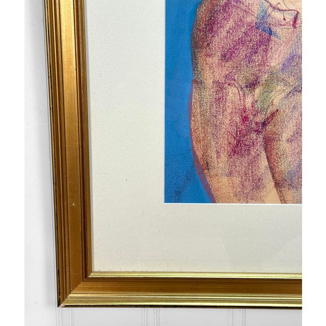 Tan Vintage Abstract Male Expressionist Nude Pastel Signed Original Art - 2x3 For Sale - Image 8 of 10