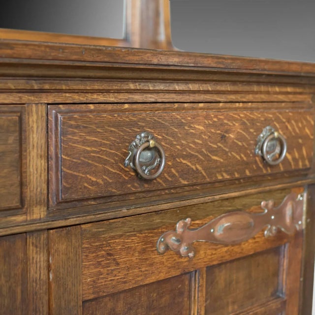 1900s Liberty Style Arts & Crafts Oak Sideboard For Sale - Image 9 of 12