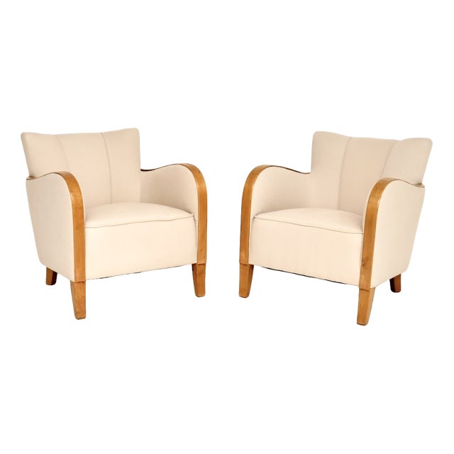 Art Deco Swedish Chairs in Satin Birch, 1930s, Set of 2 For Sale