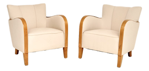 Art Deco Swedish Chairs in Satin Birch, 1930s, Set of 2