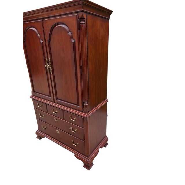 1990s Thomasville Collectors Cherry Dresser High Chest on Chest Armoire Wardrobe For Sale - Image 10 of 12