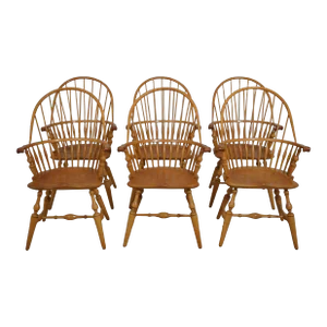 Set of 6 Bench Made Windsor Style Dining Room Armchairs