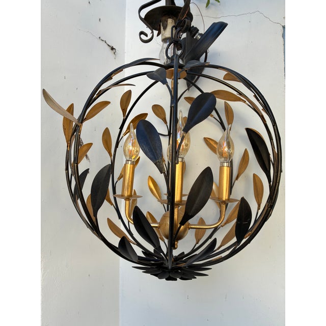 English Crystorama Broche 4 Lite Mini Chandelier in English Bronze and Antique Gold Finish., a.nd Weighs 6 pounds.It Is 16"x18 3/4". For Sale - Image 3 of 5