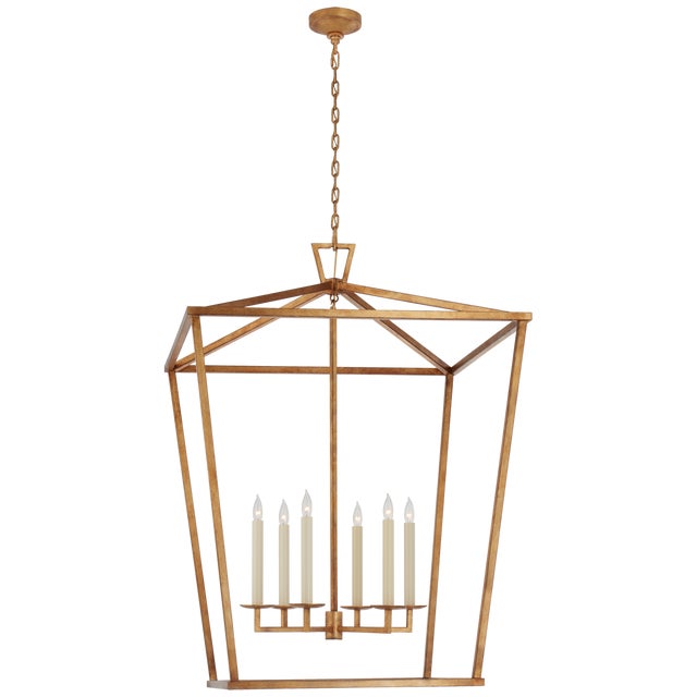 Chapman & Myers for Visual Comfort Signature Darlana XXL Lantern in Gilded Iron For Sale