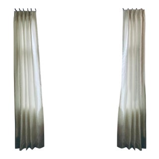 Pair of Ethan Allen White Curtains– 103" in Height For Sale