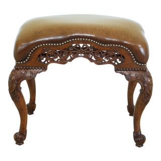 English Georgian Leather Seat Walnut Ottoman 493096 For Sale