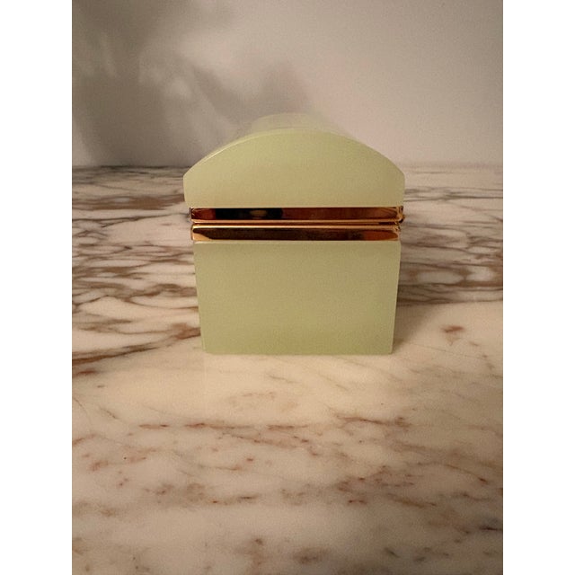 French Vintage Murano Style Yellow Opaline Jewelry Casket For Sale - Image 3 of 9