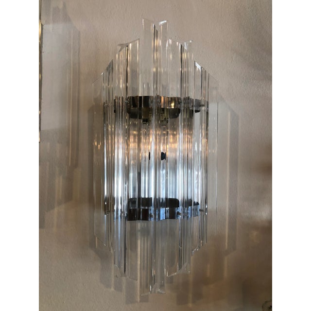 Vintage Hollywood Regency Chrome and Lucite Lucite Wall Light Sconces - A Pair For Sale - Image 10 of 12