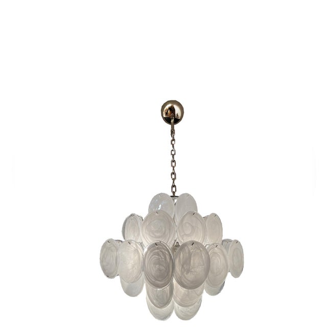 1990s Vintage Italian Murano Chandelier with 36 White Disks, 1990s For Sale - Image 5 of 17