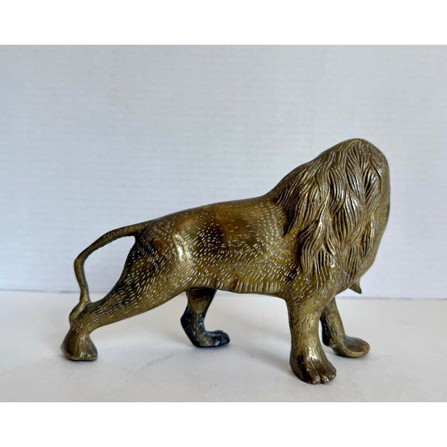 Vintage Brass Lion Figurine, Regal Hollywood Regency Decor For Sale In Los Angeles - Image 6 of 11
