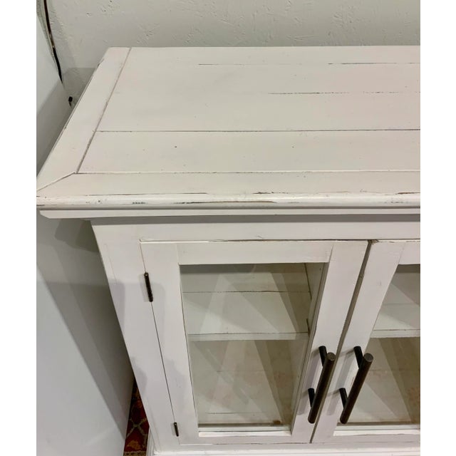 Organic Aged White Finished Wood and Glass Sideboard For Sale In Atlanta - Image 6 of 8
