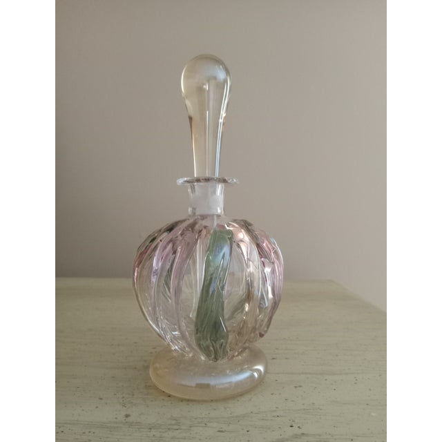 Vintage Ion Tamaian Signed Hand Blown Art Glass Perfume Bottle With Dauber For Sale - Image 12 of 17