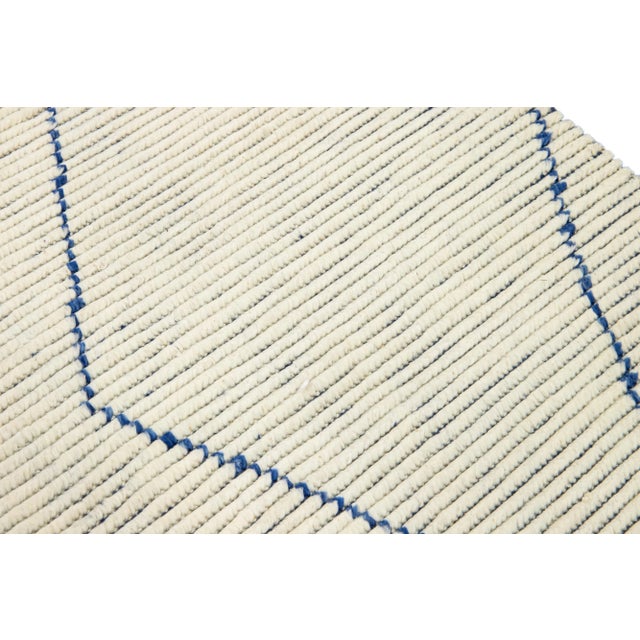 Modern Moroccan Style Handmade Tribal Motif Ivory Wool Rug by Apadana For Sale In New York - Image 6 of 11