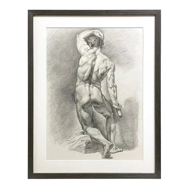 Late 20th Century Framed Academic Figure Drawing For Sale