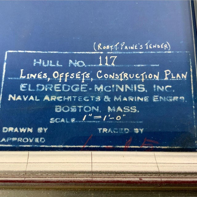 Early 20th Century Charming Original Blueprint for Yacht Tender Onboard Yacht Rima For Sale - Image 5 of 9