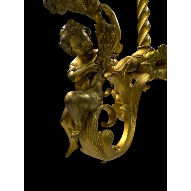 19th Century French Gilt Bronze Three-Light Chandelier by Marchand For Sale - Image 9 of 9
