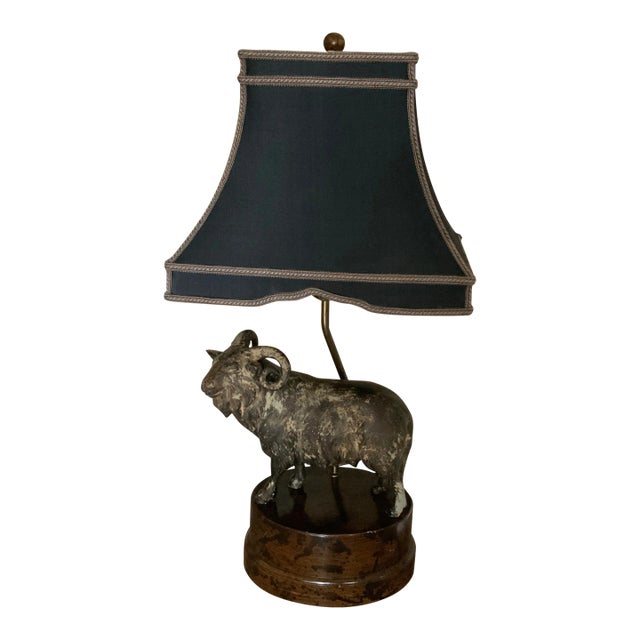 Vintage Metal Ram Lamp For Sale
