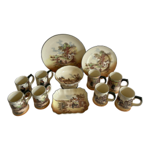 12 Piece Set of Vintage Royal Doulton "Rustic England" Mugs and Serving Dishes