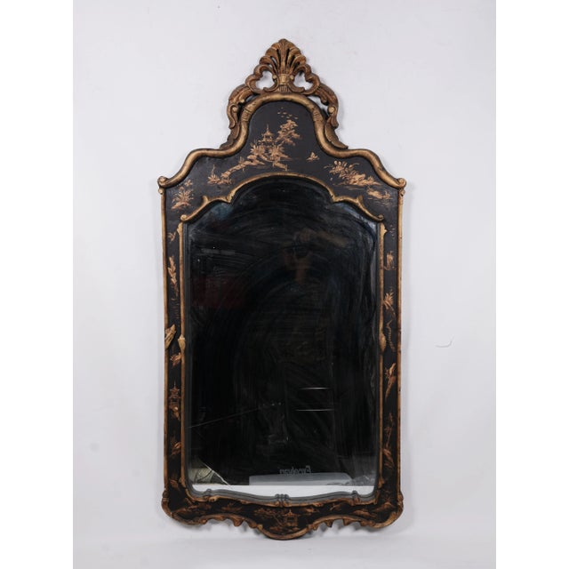 Vintage Wooden Carving Frame Mirror With Chinoiserie Design of Pagoda and Boat, Figurines, Etc. For Sale In New York - Image 6 of 6