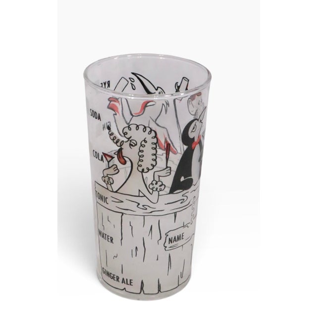 Mid 20th Century Viintage Mid Century Modern Barware Recipe Drinking Glasses W/ Gull Poodle Monkey and Penguin - a Pair For Sale - Image 5 of 7
