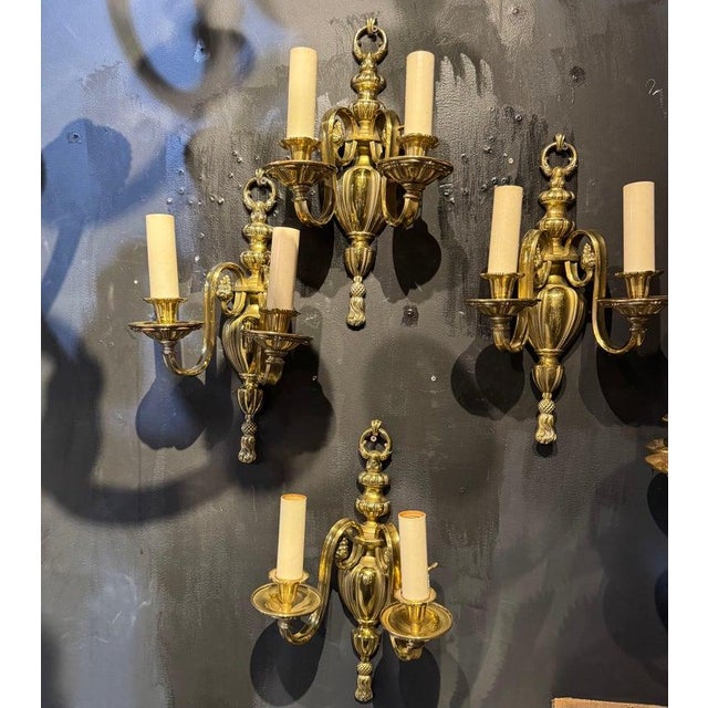 Edward F. Caldwell & Co. 1920s Caldwell Bronze Sconces Two Lights - Set of 2 For Sale - Image 4 of 6