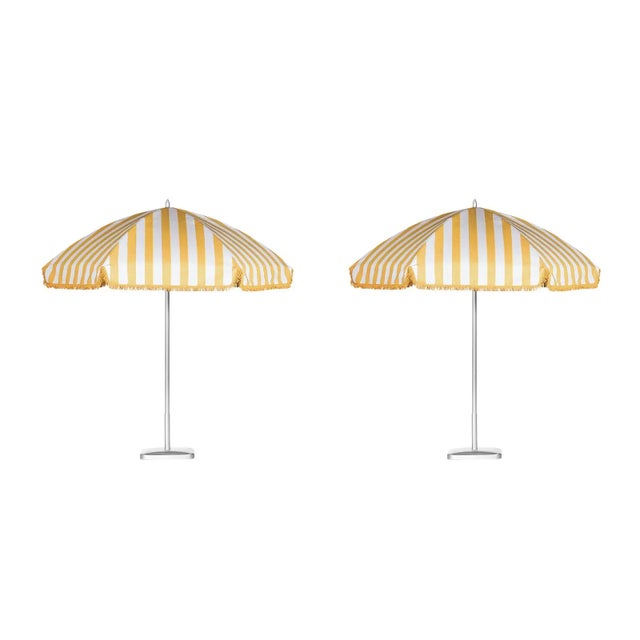 Contemporary Monte Carlo Gold 9' Patio Umbrella, Light Yellow & White, Set of 2 For Sale - Image 3 of 3