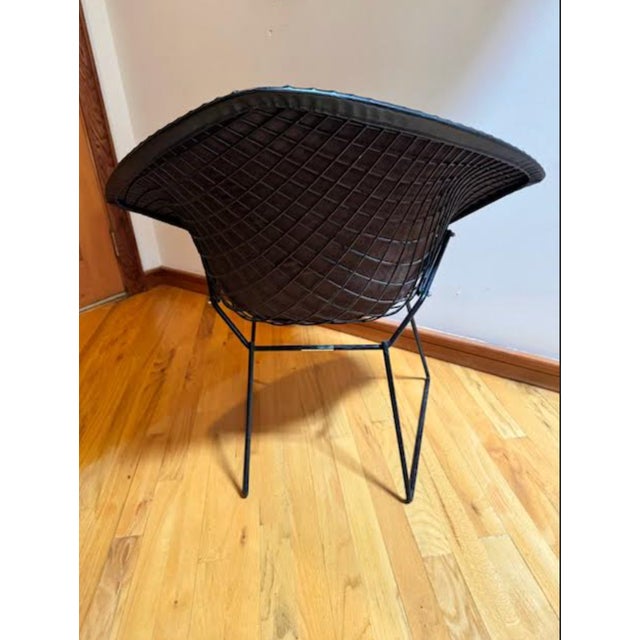 Animal Skin Original Knoll Diamond Bertoia Black Leather Chairs For Sale - Image 7 of 7