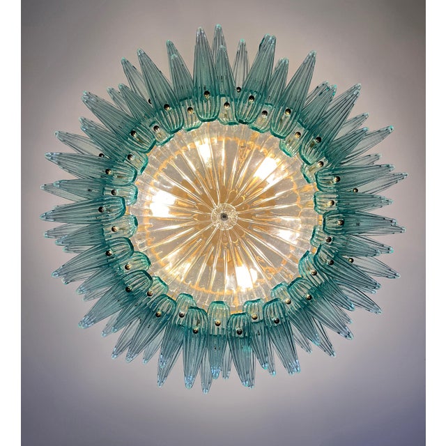 Murano Murano Style Original Palmette Two Levels 82 Turquoise Glasses Chandelier For Sale - Image 4 of 8