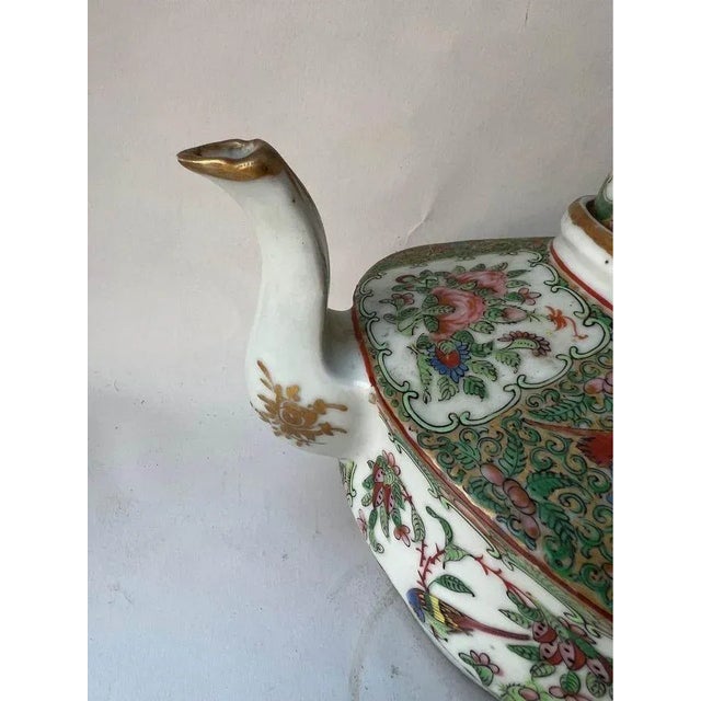 19th Century 19th Century Antique Rose Medallion Teapot For Sale - Image 5 of 13