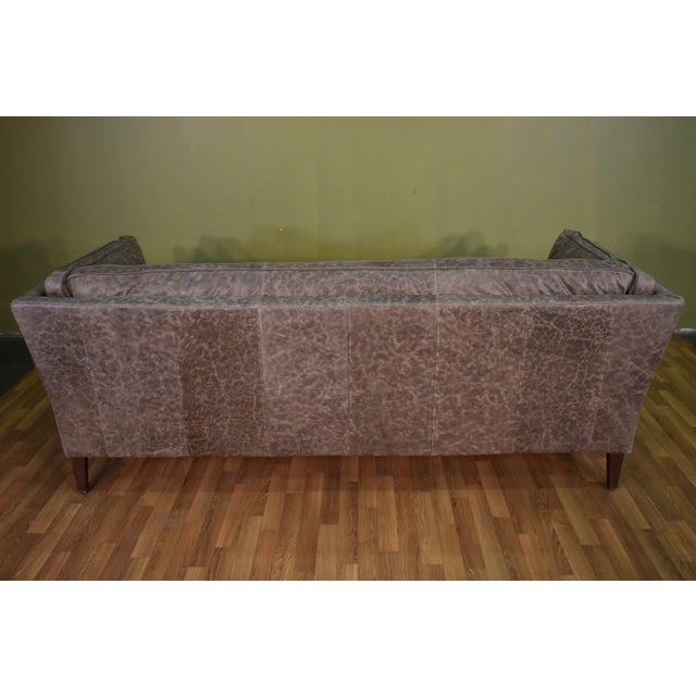 Animal Skin Kenmore Leather Sofa - Grey For Sale - Image 7 of 7